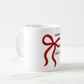 Minimalist Red Ribbon Bow Merry Christmas  Koffiemok (Voorkant links)