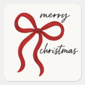 Minimalist Red Ribbon Bow Merry Christmas  Vierkante Sticker (Voorkant)
