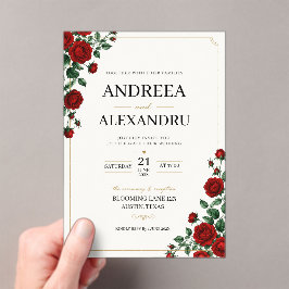 Minimalist Red Rose Elegant Floral Classic Rose Acryl Uitnodigingen