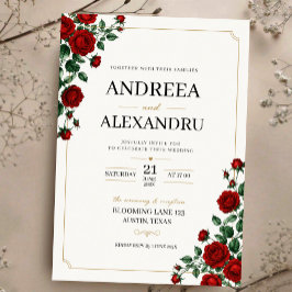 Minimalist Red Rose Elegant Floral Classic Rose Acryl Uitnodigingen