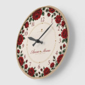 Minimalist Red Rose Elegant Floral Classic Rose Grote Klok (Hoek)