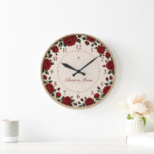 Minimalist Red Rose Elegant Floral Classic Rose Grote Klok (Huis)