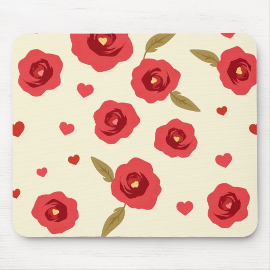 Minimalist Red Roses Mouse Pad Muismat (Voorkant)