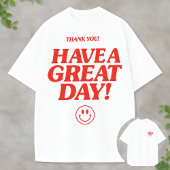 Minimalist Red Typography Shirt with Smiley Face
