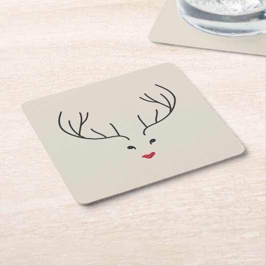minimalist reindeer face kartonnen onderzetters (Schuin)