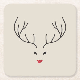 minimalist reindeer face kartonnen onderzetters