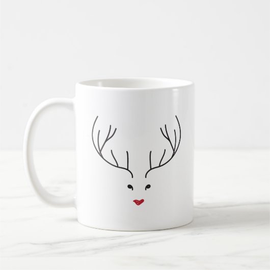minimalist reindeer face koffiemok (Links)