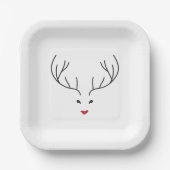 minimalist reindeer face papieren bordje (Voorkant)