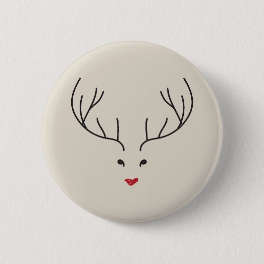 minimalist reindeer face ronde button 5,7 cm (Voorkant)