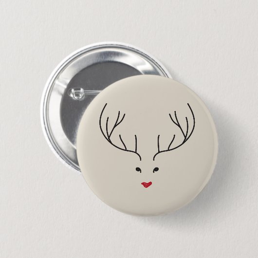 minimalist reindeer face ronde button 5,7 cm (Voorkant /achterkant)