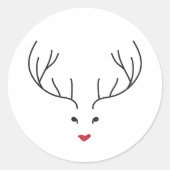 minimalist reindeer face ronde sticker (Voorkant)