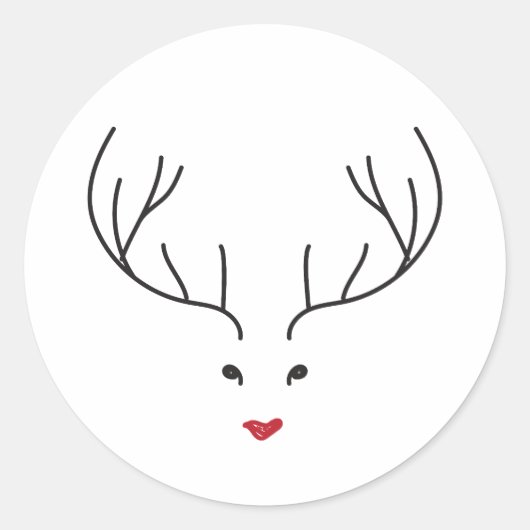 minimalist reindeer face ronde sticker (Voorkant)