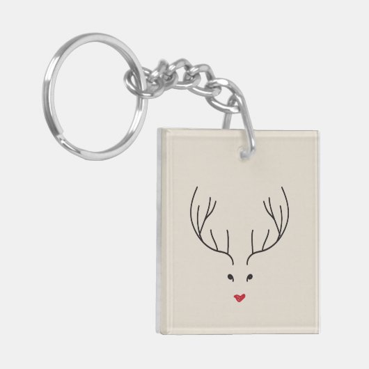minimalist reindeer face sleutelhanger (Voorkant Links)
