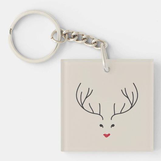 minimalist reindeer face sleutelhanger (Voorkant)