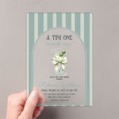 Minimalist Retro Bow Tini One Martini Baby Shower Acryl Uitnodigingen (Insitu (Draagbaar))
