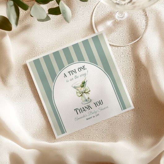 Minimalist Retro Bow Tini One Martini Baby Shower Servet