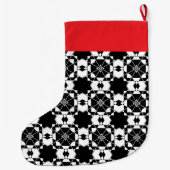Minimalist retro check pattern – Monochrome design Grote Kerstsok (Achterkant)