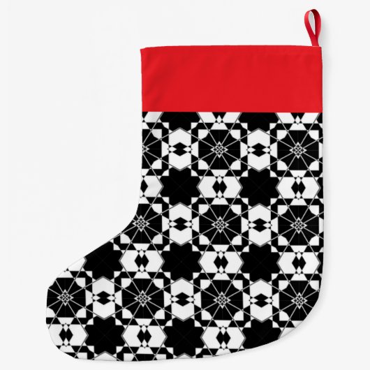 Minimalist retro check pattern – Monochrome design Grote Kerstsok (Achterkant)