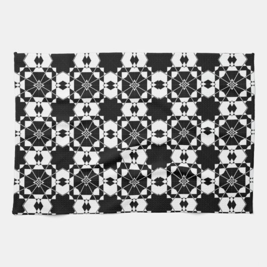 Minimalist retro check pattern – Monochrome design Theedoek (Horizontaal)