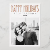 Minimalist retro Happy Holidays white Christmas Folie Feestdagenkaart (Voorkant)