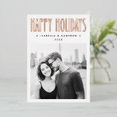 Minimalist retro Happy Holidays white Christmas Folie Feestdagenkaart (Staand Voorkant)