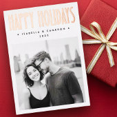 Minimalist retro Happy Holidays white Christmas Folie Feestdagenkaart