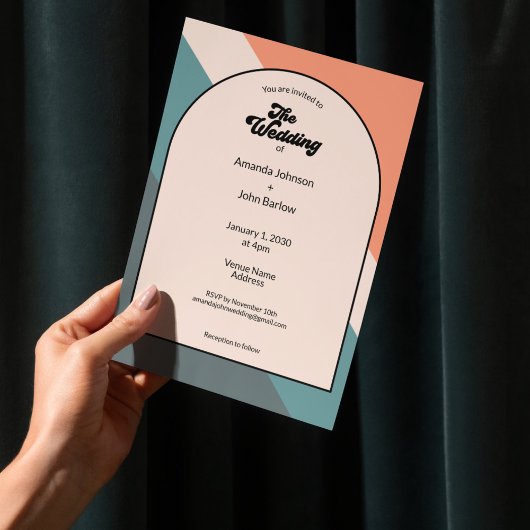 Minimalist Retro Orange Geometric The Wedding Of Kaart