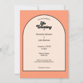Minimalist Retro Orange Pastel The Wedding Of Kaart (Voorkant)