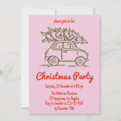 Minimalist Retro Pink Christmas Party Invitation  Kaart (Voorkant)