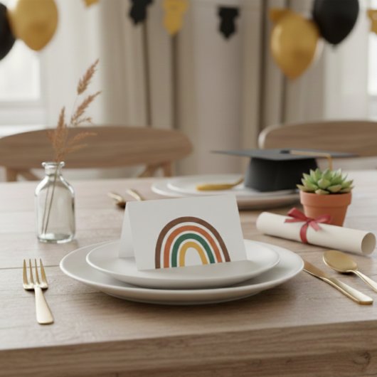 Minimalist Retro Rainbow Folded Table Place Card Kaart