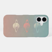 Minimalist Retro Ringed Moons Trio iPhone 16 Hoesje (Achterkant horizontaal)