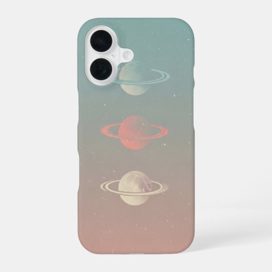 Minimalist Retro Ringed Moons Trio iPhone 16 Hoesje (Achterkant)