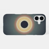 Minimalist Retro Solar Eclipse iPhone 16 Hoesje (Achterkant horizontaal)