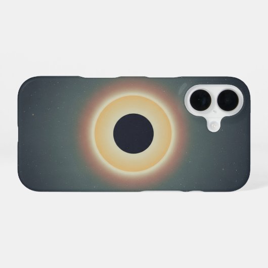 Minimalist Retro Solar Eclipse iPhone 16 Hoesje (Achterkant horizontaal)
