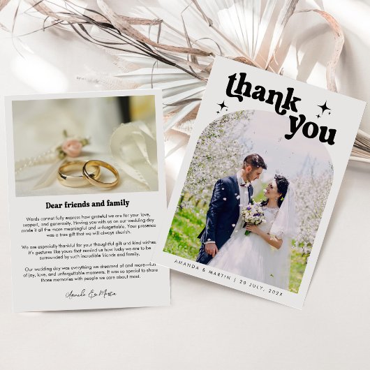 Minimalist Retro Wedding Photos Thank You Card Bedankkaart