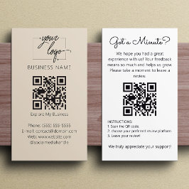 Minimalist Review Request with QR Code Chic Creamy Visitekaartje