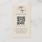 Minimalist Review Request with QR Code Chic Creamy Visitekaartje (Voorkant)