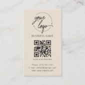Minimalist Review Request with QR Code Chic Creamy Visitekaartje (Voorkant)