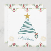 Minimalist Ribbon Tree Christmas Card  Feestdagenkaart (Voorkant / Achterkant)