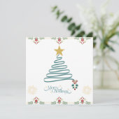 Minimalist Ribbon Tree Christmas Card  Feestdagenkaart (Staand voorkant)