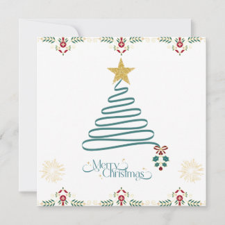 Minimalist Ribbon Tree Christmas Card  Feestdagenkaart