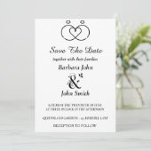 Minimalist Rings Heart Wedding Save The Date  Kaart (Staand voorkant)