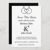 Minimalist Rings Heart Wedding Save The Date  Kaart (Voorkant / Achterkant)