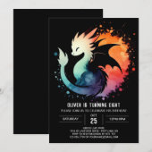 Minimalist Roaring Dragon Birthday Kaart (Voorkant / Achterkant)