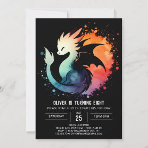 Minimalist Roaring Dragon Birthday Kaart