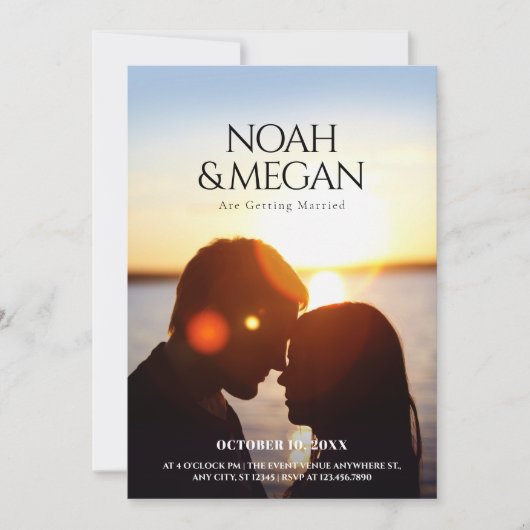 Minimalist romance photo wedding kaart (Voorkant)