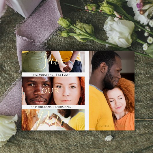 Minimalist Romantic 4 Wedding Engagement Photos Folie Uitnodiging