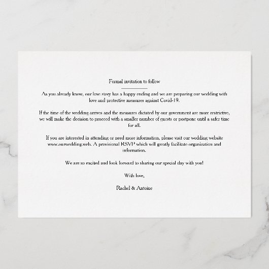 Minimalist Romantic 4 Wedding Engagement Photos Folie Uitnodiging (Achterkant)