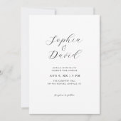 Minimalist Romantic Script Chic Photo Wedding Kaart (Voorkant)