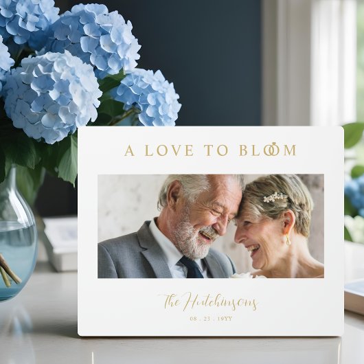 Minimalist Romantic Wedding Anniversary Faux GoLD Fotoplaat